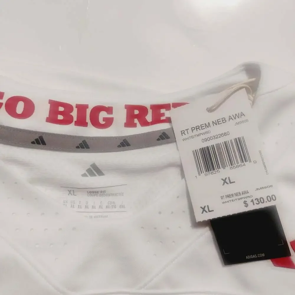 adidas Nebraska Cornhuskers Mens XL White Premier Away Football Jersey NCAA GBR